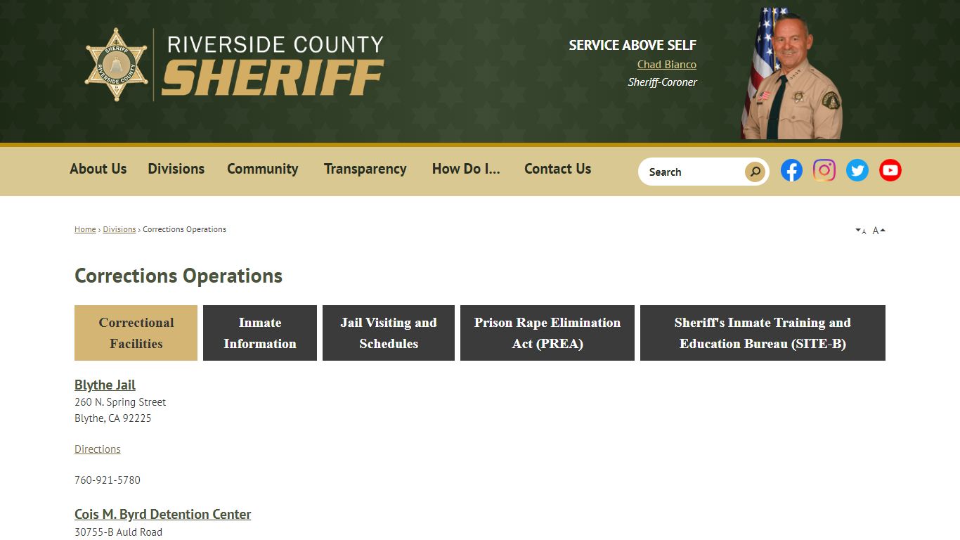 Corrections Operations | Riverside County Sheriff, CA