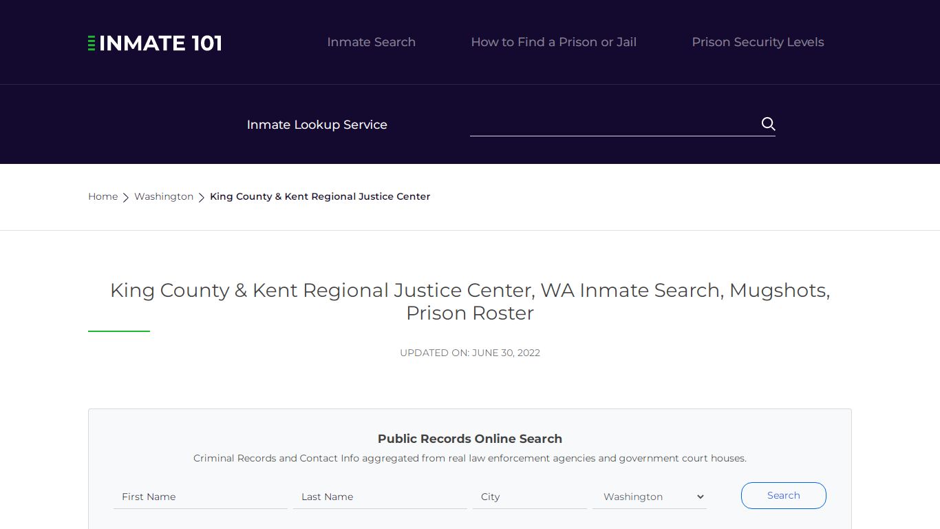 King County & Kent Regional Justice Center - Inmate101